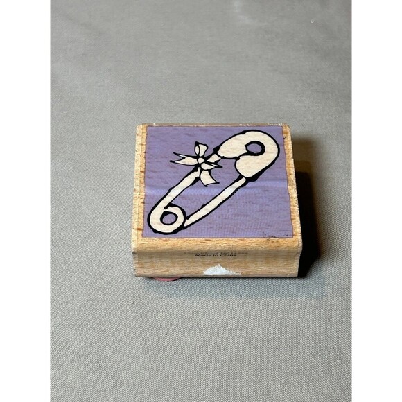 Baby Diaper Pin Rubber Crafting Stamp - Picture 1 of 4